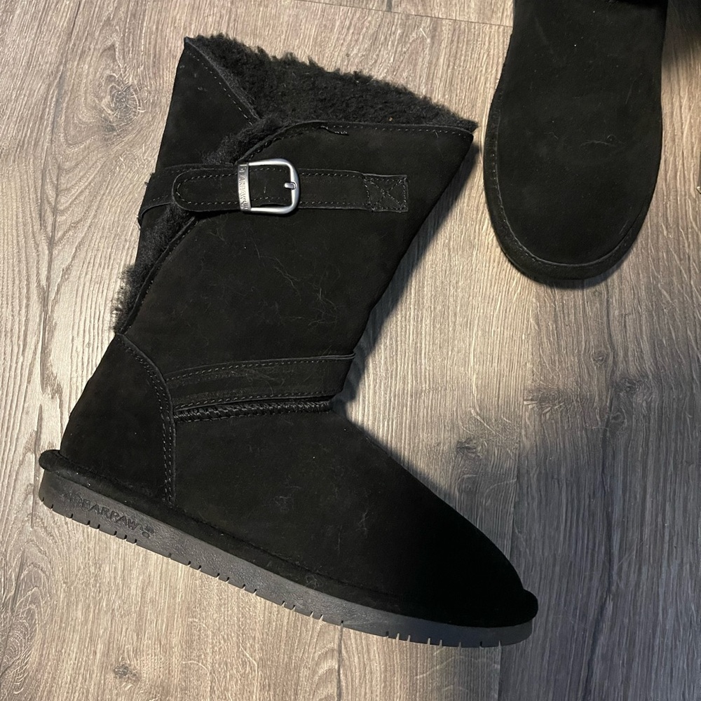 BearPaw brand comfy black boots